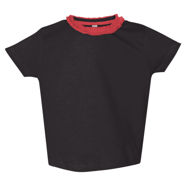 Toddler Girls' Ruffle Neck Fine Jersey Tee Thumbnail